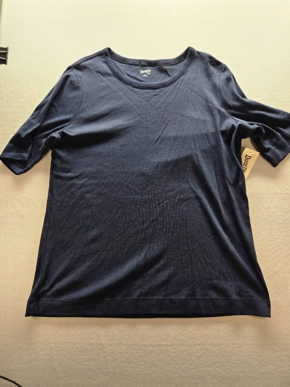 Duluth Trading Women’s Longtail T – Elbow Sleeve Scoopneck – Navy – XLG